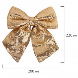 Украшение ёлочное 20х22см, "Бант с пайетками", полиэстер, золото, ЗОЛОТАЯ СКАЗКА, 592479