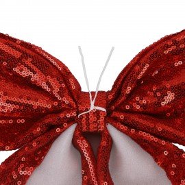 Украшение ёлочное 20х22см,"Бант с пайетками", полиэстер, красный, ЗОЛОТАЯ СКАЗКА, 592480