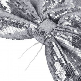 Украшение ёлочное 20х22см, "Бант с пайетками", полиэстер, серебро, ЗОЛОТАЯ СКАЗКА, 592481