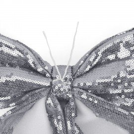 Украшение ёлочное 20х22см, "Бант с пайетками", полиэстер, серебро, ЗОЛОТАЯ СКАЗКА, 592481