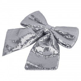 Украшение ёлочное 20х22см, "Бант с пайетками", полиэстер, серебро, ЗОЛОТАЯ СКАЗКА, 592481