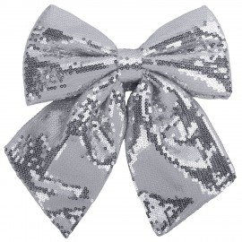 Украшение ёлочное 20х22см, "Бант с пайетками", полиэстер, серебро, ЗОЛОТАЯ СКАЗКА, 592481