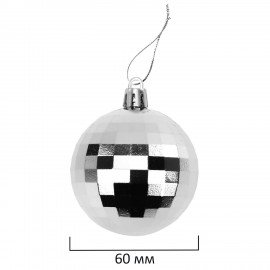 Украшение ёлочное 4 шт, 6 см, "Диско-шар", пластик, серебристый, ЗОЛОТАЯ СКАЗКА, 592485