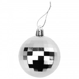 Украшение ёлочное 4 шт, 6 см, "Диско-шар", пластик, серебристый, ЗОЛОТАЯ СКАЗКА, 592485