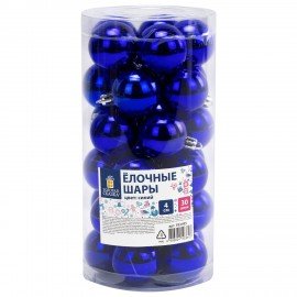 Шары ёлочные 30 шт, 4 см, "Solid Color", пластик, СИНИЕ, глянец, ЗОЛОТАЯ СКАЗКА, 592495