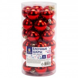 Шары ёлочные 30 шт, 4 см, "Solid Color", пластик, КРАСНЫЕ, глянец, ЗОЛОТАЯ СКАЗКА, 592496