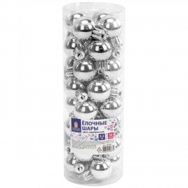 Шары ёлочные 32 шт, 2,5 см, "Tender Shine", пластик, серебристые, глянец, ЗОЛОТАЯ СКАЗКА, 592501