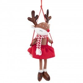 Украшение новогоднее интерьерное 40 см "Оленёнок на качелях", полиэстер, ЗОЛОТАЯ СКАЗКА, 592506