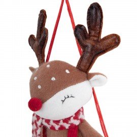 Украшение новогоднее интерьерное 40 см "Оленёнок на качелях", полиэстер, ЗОЛОТАЯ СКАЗКА, 592506