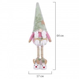Украшение новогоднее интерьерное 64см "Гном в тапочках", полиэстер, ЗОЛОТАЯ СКАЗКА, 592511