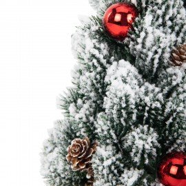 Ель новогодняя искусственная 32 см, заснеженная с декором, литой ПЭТ, ЗОЛОТАЯ СКАЗКА, 592514