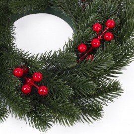 Венок новогодний, d42 см "Красные ягодки", с декором, литой ПЭТ, ЗОЛОТАЯ СКАЗКА, 592517
