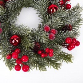 Венок новогодний заснеженный, d30см "Зимняя Сказка", с декором, литой ПЭТ, ЗОЛОТАЯ СКАЗКА, 592518