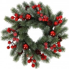 Венок новогодний заснеженный, d30см "Зимняя Сказка", с декором, литой ПЭТ, ЗОЛОТАЯ СКАЗКА, 592518