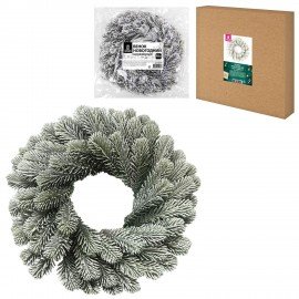 Венок новогодний заснеженный, d40см "Снежная зима", литой ПЭТ, ЗОЛОТАЯ СКАЗКА, 592519