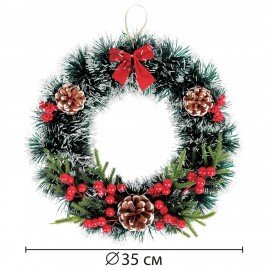 Венок новогодний, d35см "Пушистый", с декором, ПЭТ, ЗОЛОТАЯ СКАЗКА, 592520