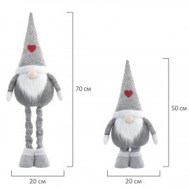 Украшение новогоднее интерьерное 70см "Гном Милаш", телескопические ножки, полиэстер, ЗОЛОТАЯ СКАЗКА, 592521