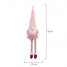 Украшение новогоднее интерьерное 70 см "Гном с сердечком", полиэстер, ЗОЛОТАЯ СКАЗКА, 592524