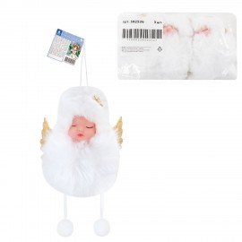 Елочные украшение 14,5 см "Пушистый Ангелочек", полиэстер, белый, ЗОЛОТАЯ СКАЗКА, 592526