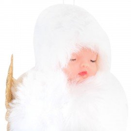 Елочные украшение 14,5 см "Пушистый Ангелочек", полиэстер, белый, ЗОЛОТАЯ СКАЗКА, 592526