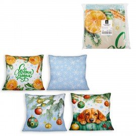 Чехол на подушку новогодний (1 шт.) 45х45см, "X-mas Magic", полиэстер, ассорти 4 дизайна, ЗОЛОТАЯ СКАЗКА, 592529