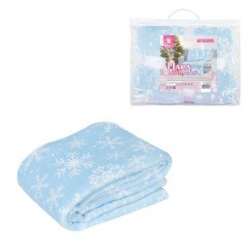 Плед новогодний, 150х200см, "Снежинки", полиэстер, 210г/м?, ЗОЛОТАЯ СКАЗКА, 592530