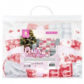 Плед новогодний 150х200см "Лоскутки", полиэстер, 210г/м?, ЗОЛОТАЯ СКАЗКА, 592531