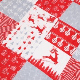 Плед новогодний 150х200см "Лоскутки", полиэстер, 210г/м?, ЗОЛОТАЯ СКАЗКА, 592531