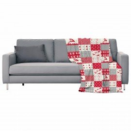 Плед новогодний 150х200см "Лоскутки", полиэстер, 210г/м?, ЗОЛОТАЯ СКАЗКА, 592531