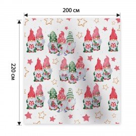Плед новогодний 200х220см "Гномики", полиэстер, 210г/м2, ЗОЛОТАЯ СКАЗКА, 592532