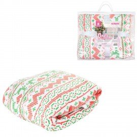 Плед новогодний 200х220см "Вязаный", полиэстер, 210г/м2, ЗОЛОТАЯ СКАЗКА, 592533