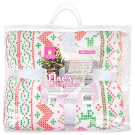 Плед новогодний 200х220см "Вязаный", полиэстер, 210г/м2, ЗОЛОТАЯ СКАЗКА, 592533