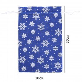 Подарочный мешок, НАБОР 3шт, новогодний, 30х20см, "Snowflakes", нетканый материал, ЗОЛОТАЯ СКАЗКА, 592534