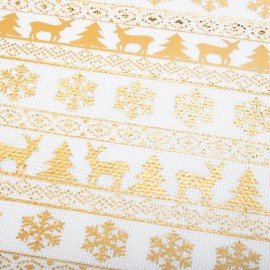 Подарочный мешок (1шт) новогодний, 30х45см, "X-Mas Pattern", под лён, фольга, ЗОЛОТАЯ СКАЗКА, 592536