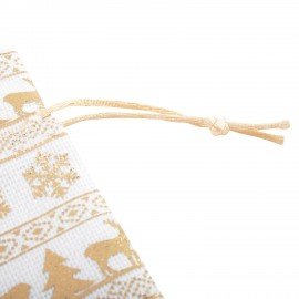 Подарочный мешок (1шт) новогодний, 30х45см, "X-Mas Pattern", под лён, фольга, ЗОЛОТАЯ СКАЗКА, 592536