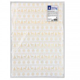 Подарочный мешок (1шт) новогодний, 30х45см, "X-Mas Pattern", под лён, фольга, ЗОЛОТАЯ СКАЗКА, 592536