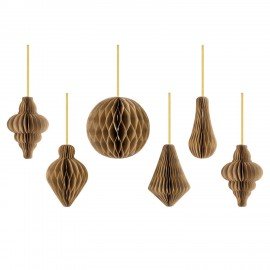 Елочные украшения из бумаги, НАБОР 6 шт, цвет крафт, ЗОЛОТАЯ СКАЗКА, 592539