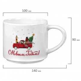 Кружка новогодняя 420 мл "Машинка", 10х9 см, каменная керамика, ЗОЛОТАЯ СКАЗКА, 592545
