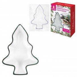 Тарелка сервировочная новогодняя 16,3х11,8х4 см,"Елочка", каменная керамика, ЗОЛОТАЯ СКАЗКА, 592547