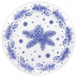 Тарелка сервировочная новогодняя 23 см, "Еловые ветки", каменная керамика, ЗОЛОТАЯ СКАЗКА, 592548