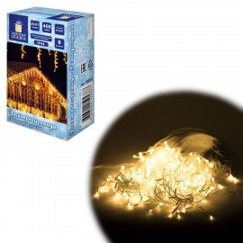 Электрогирлянда-бахрома уличная 25х0,7м, 400LED, тёплый белый, 220V, контроллер, ЗОЛОТАЯ СКАЗКА, 592551