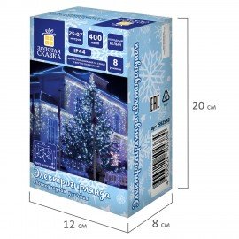 Электрогирлянда-бахрома уличная 25х0,7м, 400LED, холодный белый, 220V, контроллер, ЗОЛОТАЯ СКАЗКА, 592551, 592552