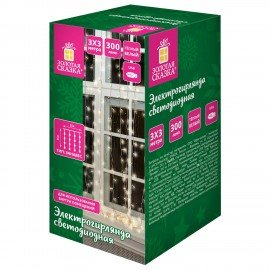 Электрогирлянда-занавес комнатная "Штора" 3х3м, 300LED, тёплый белый, USB, ЗОЛОТАЯ СКАЗКА, 592556