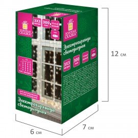 Электрогирлянда-занавес комнатная "Штора" 3х3м, 300LED, тёплый белый, USB, ЗОЛОТАЯ СКАЗКА, 592556