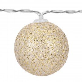 Электрогирлянда-нить комнатная "Шарики" 1,8м 16LED, бронза, тёплый белый, батарейки ЗОЛОТАЯ СКАЗКА 592558