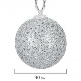 Электрогирлянда-нить комнатная "Шарики" 1,8м 16LED, серебро, тёплый белый, батарейки ЗОЛОТАЯ СКАЗКА 592559