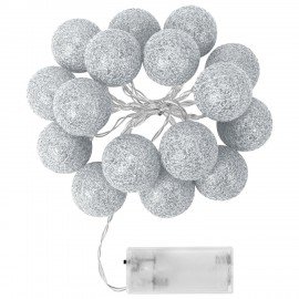 Электрогирлянда-нить комнатная "Шарики" 1,8м 16LED, серебро, тёплый белый, батарейки ЗОЛОТАЯ СКАЗКА 592559