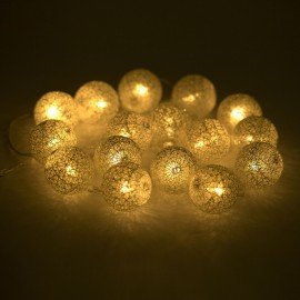 Электрогирлянда-нить комнатная "Шарики" 1,8м 16LED, серебро, тёплый белый, батарейки ЗОЛОТАЯ СКАЗКА 592559