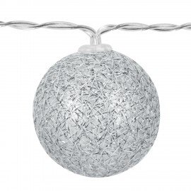 Электрогирлянда-нить комнатная "Шарики" 1,8м 16LED, серебро, тёплый белый, батарейки ЗОЛОТАЯ СКАЗКА 592559