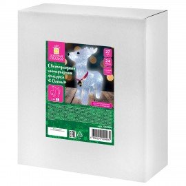 Фигурка LED "Олень", 27см, 24LED, холодный белый, батарейки, ЗОЛОТАЯ СКАЗКА, 592560